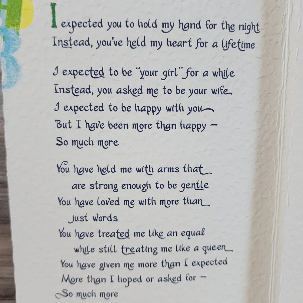 Blue Mountain Arts Husband Greeting Card Donna Earnhardt Poem Textured Paper
